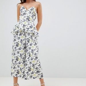 ASOS DESIGN structured bandeau jumpsuit with frill